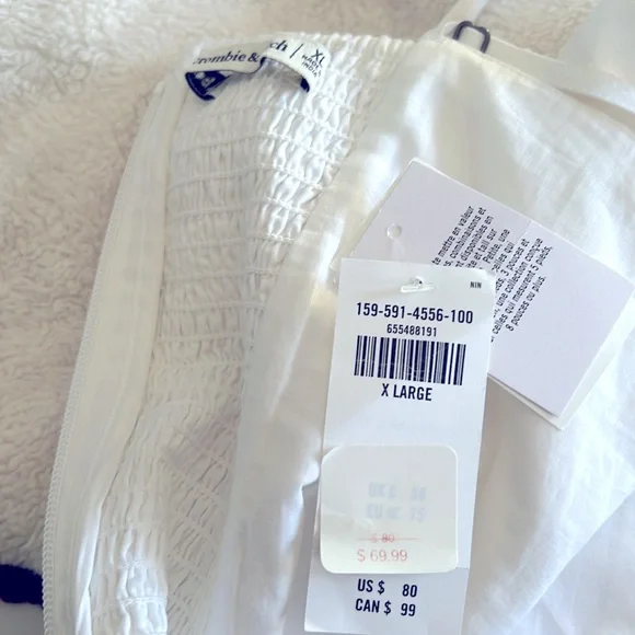 Abercrombie dress. White, pleated top, lined, smocked back - Picture 4 of 4